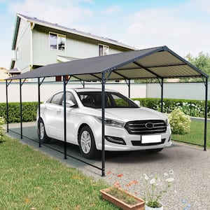 12 ft. W x 21 ft. D x 8.8 ft. H Black Metal Heavy Duty Carport