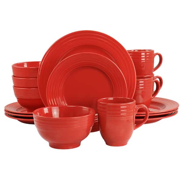 Gibson Home Stanza 16-Piece Red Stoneware Dinnerware Set
