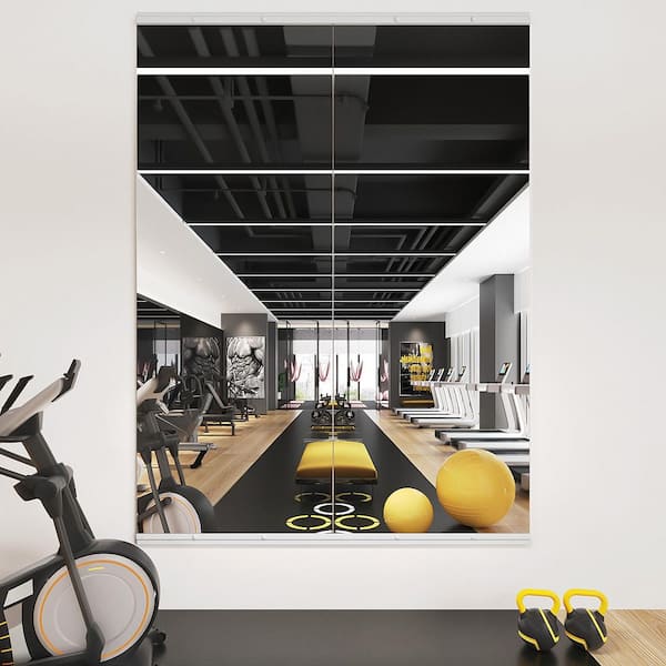 Modern 2-Pack 24 in. W x 63 in. H Frameless Gym/Yoga Mirrors – HD Tempered Glass, Shatterproof, Easy Wall Mount