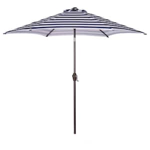 8.6 ft. Steel Market Umbrella With Push Button Tilt And Crank in Blue