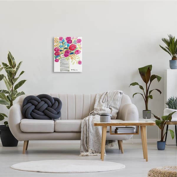 16 in. x 20 in. "Pink and Blue Flower Drawing" by Penny Lane Publishing Canvas Wall Art