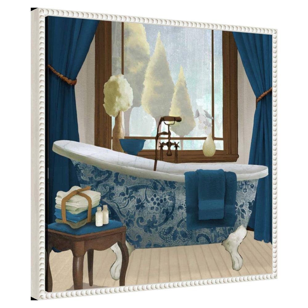 Blue and White French Provincial Bathtub Canvas Art
