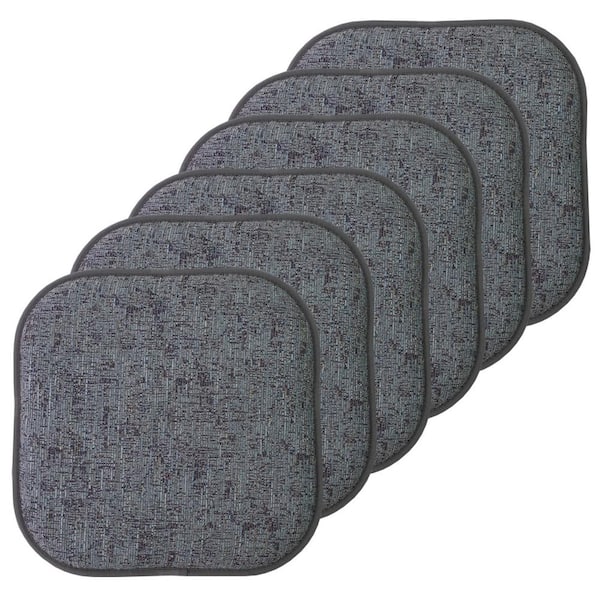 Sweet Home Collection Broadway Square Memory Foam 16 in.x16 in. Non-Slip Back, Chair Cushion (6-Pack), Multi Blue