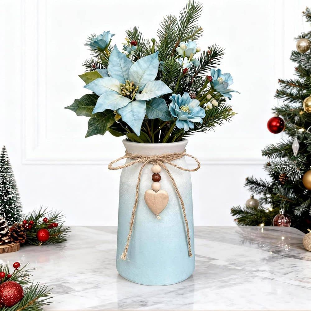6 in. Cylinder Flower Vase Modern Blue Ceramic Vase Home Decor UM1KU121 ...