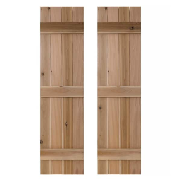 14 in. x 72 in. Board and Batten Traditional Shutters Pair Dirty Blonde