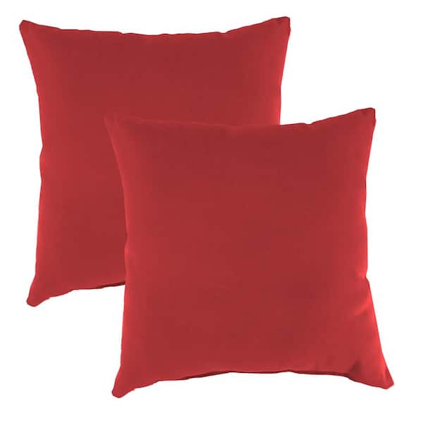 16 in. L x 16 in. W x 4 in. T Square Outdoor Throw Pillow in Rouge Red (2-Pack)
