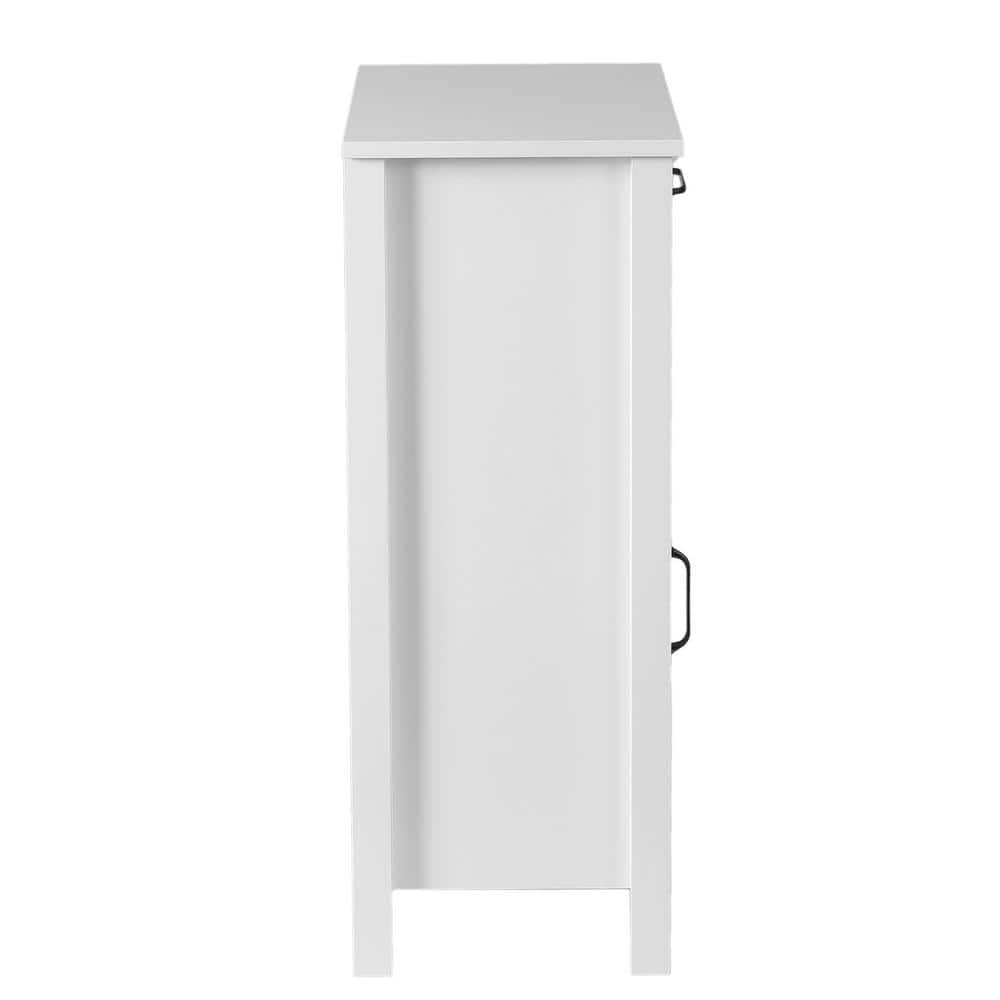 Sleek White MDF Wood Bathroom Storage Cabinet with Adjustable Shelf