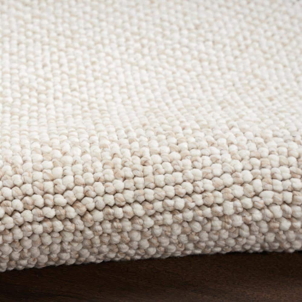 Ivory Beige Rectangular Synthetic 8' x 10' Easy Care Rug
