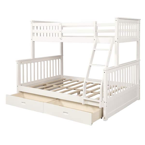 Full Bunk Bed Daybed With Ladder, Twin Over Full Bunk Bed With Storage Ladder