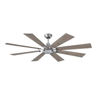 Aria 60 in. Integrated LED Indoor/Outdoor Brushed Nickel Smart Ceiling Fan with Light and Remote Control