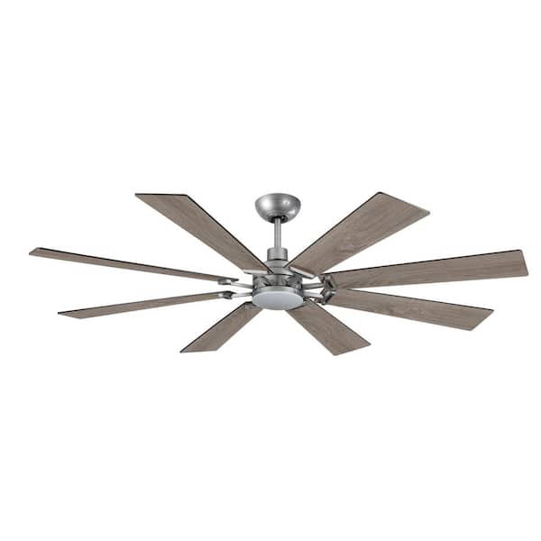 TroposAir Aria 60 in. Integrated LED Indoor/Outdoor Brushed Nickel Smart Ceiling Fan with Light and Remote Control