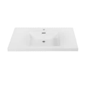 35.4 in. W x 18.5 in. D Solid Surface Resin Vanity Top in White
