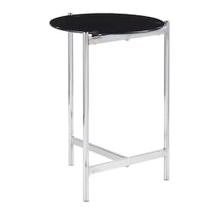 Chloe Contemporary Side Table in Chrome with Black Glass Top