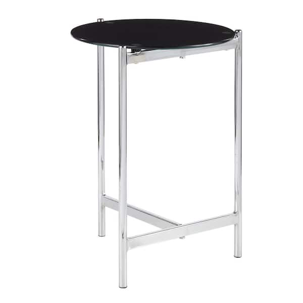 Lumisource Chloe Contemporary Side Table in Chrome with Black Glass Top