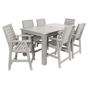 Weatherley Harbor Gray Counter Height Plastic Outdoor Dining Set in Harbor Gray Set of 6