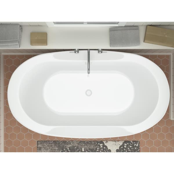 American Acrylic 66.875 x 29.5 White Oval Freestanding Soaking Batht – US  Bath Store