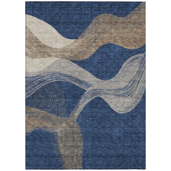 Chantille Machine Washable Indoor/Outdoor Abstract ACN3057 Navy 10 ft. x 14 ft. Area Rug