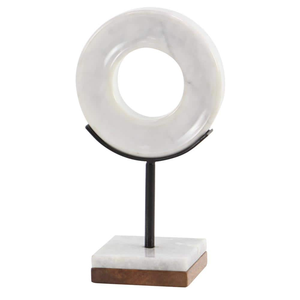 CosmoLiving by Cosmopolitan White Marble Circle Geometric Sculpture ...