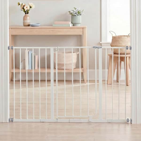 29 in. - 47 in. Easy Open Extra Wide Baby Gate, Pressure Mounted, White