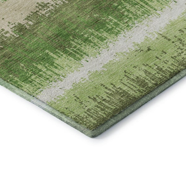 Mayfield Premium Machine Washable Abstract AMF1013 Green 10 ft. x 14 ft. Area Rug