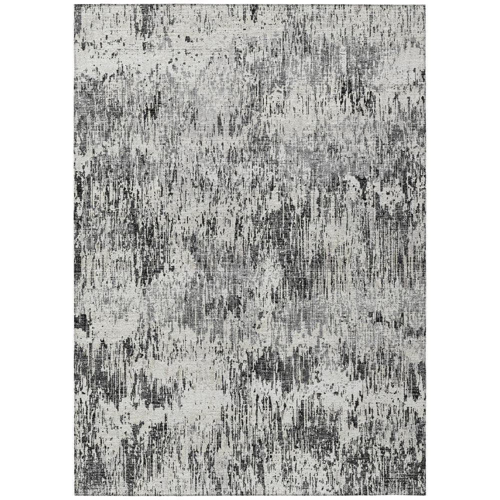 Accord Black 8 ft. x 10 ft. Abstract Indoor/Outdoor Washable Area Rug
