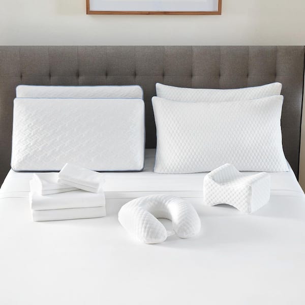 Unbranded 12-Piece White Cotton and Linen Queen Size Premium Comfort Bedding Set, 12-Piece Bed in a Bag with 6 Pillow, 6 Sheet Set