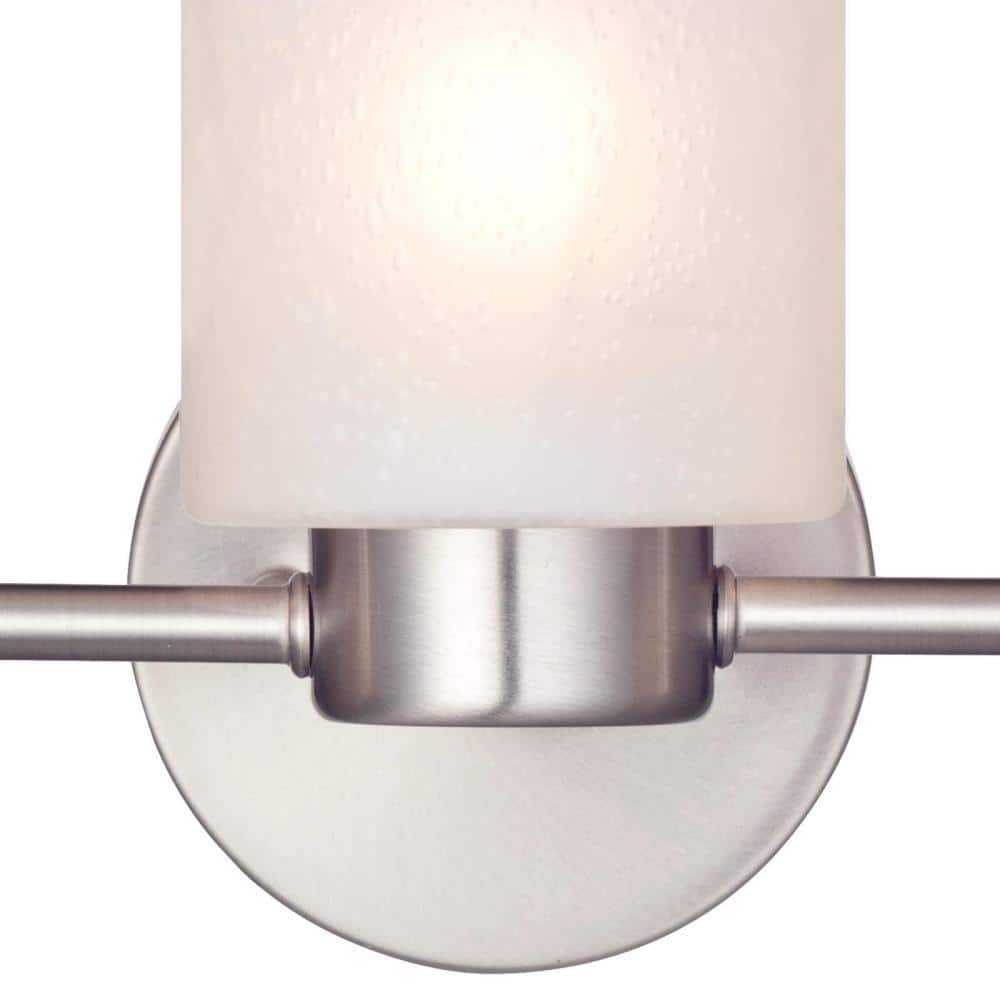 Elegant Brushed Nickel 3-Light Wall Sconce with Frosted Seeded Glass