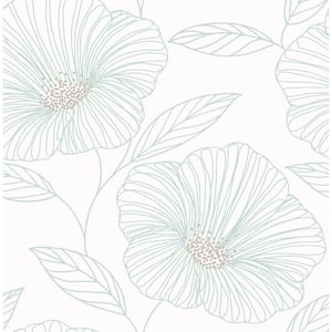 Seafoam Blue Floweret Wallpaper Sample