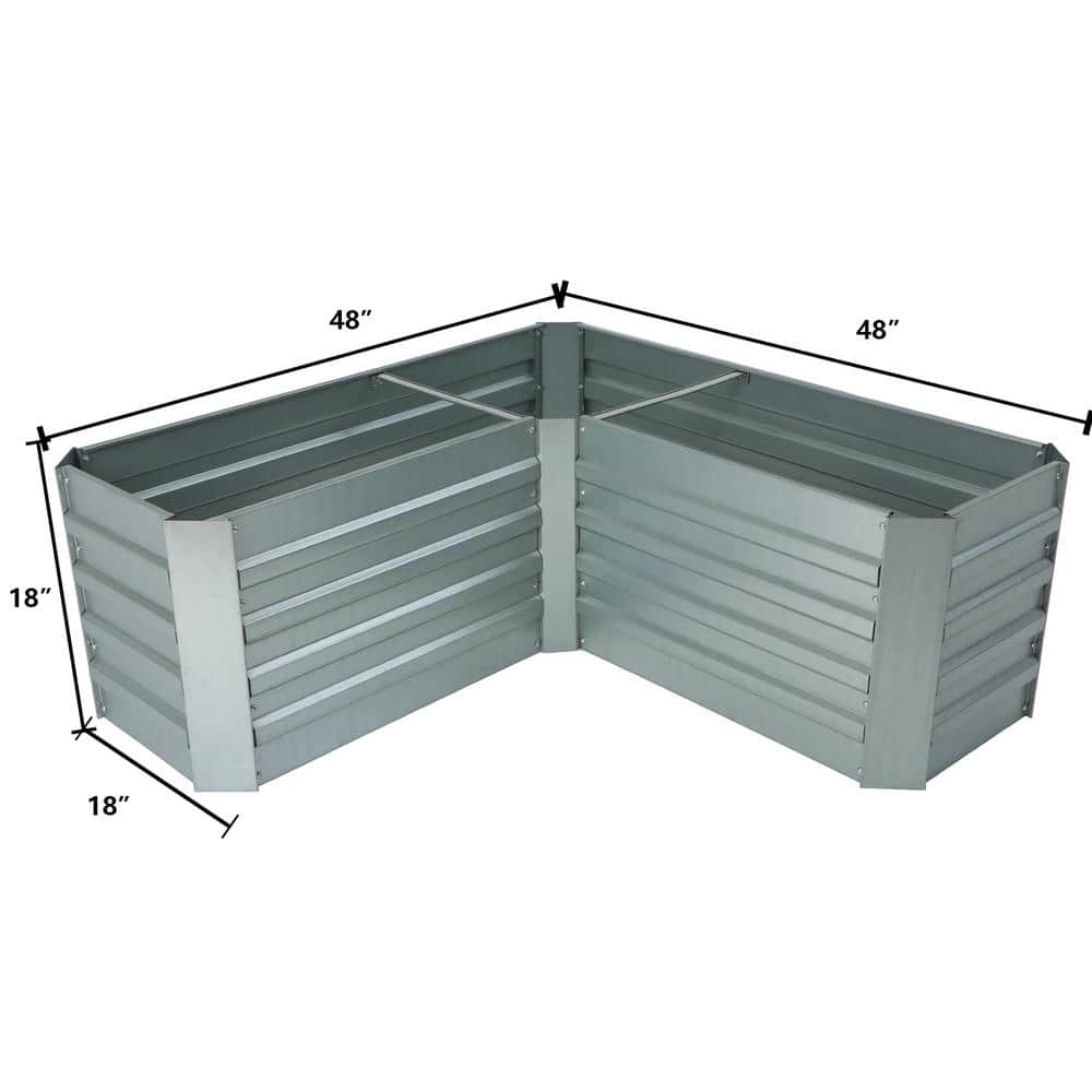 L-Shaped Galvanized Steel Raised Garden Bed - 47.8" x 20.5"