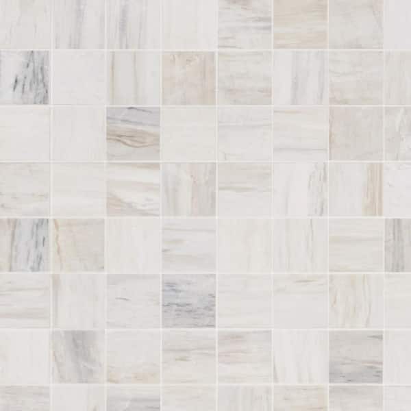 Ivy Hill Tile Sabbia Sand 4 in. x 0.39 in. Honed Marble Floor and Wall Mosaic Tile Sample