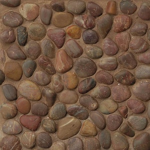 Hemisphere Pebble 2 in. x 2 in. Polished Henna Red Stone Mosaic Tile (11 sq. ft./Case)