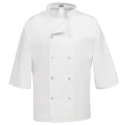 C10P-3/4 Unisex XS White Three Quarter Sleeve Classic Chef Coat