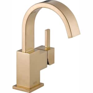 Vero Single Hole Single-Handle Bathroom Faucet with Metal Drain Assembly in Champagne Bronze