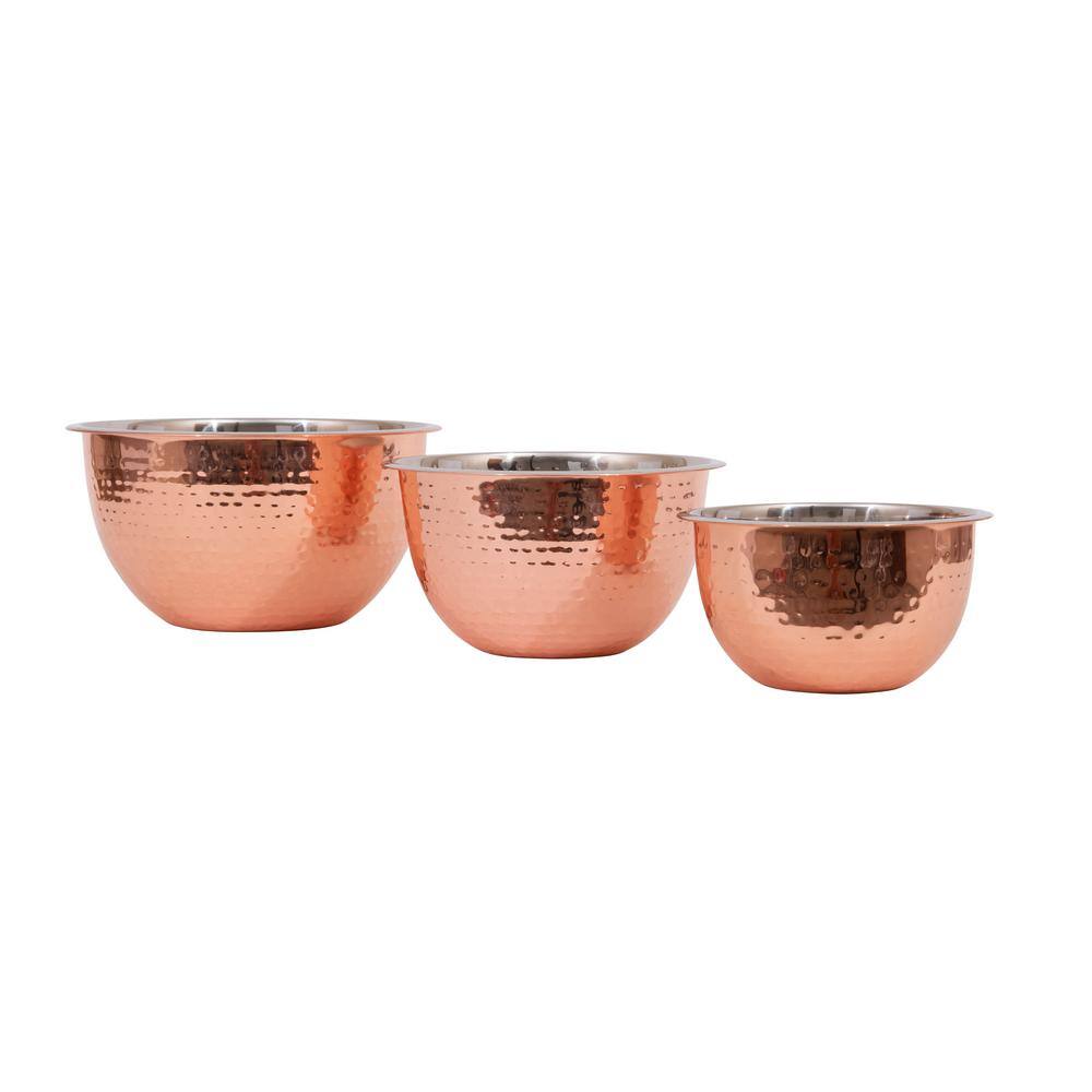Copper Finish Hammered Stainless Steel Nesting Bowls Set