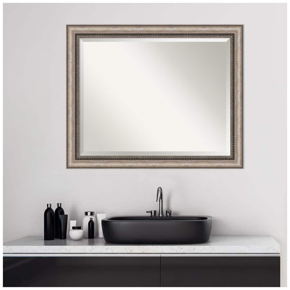 Lyla 32" x 26" Ornate Silver and Bronze Bathroom Vanity Mirror