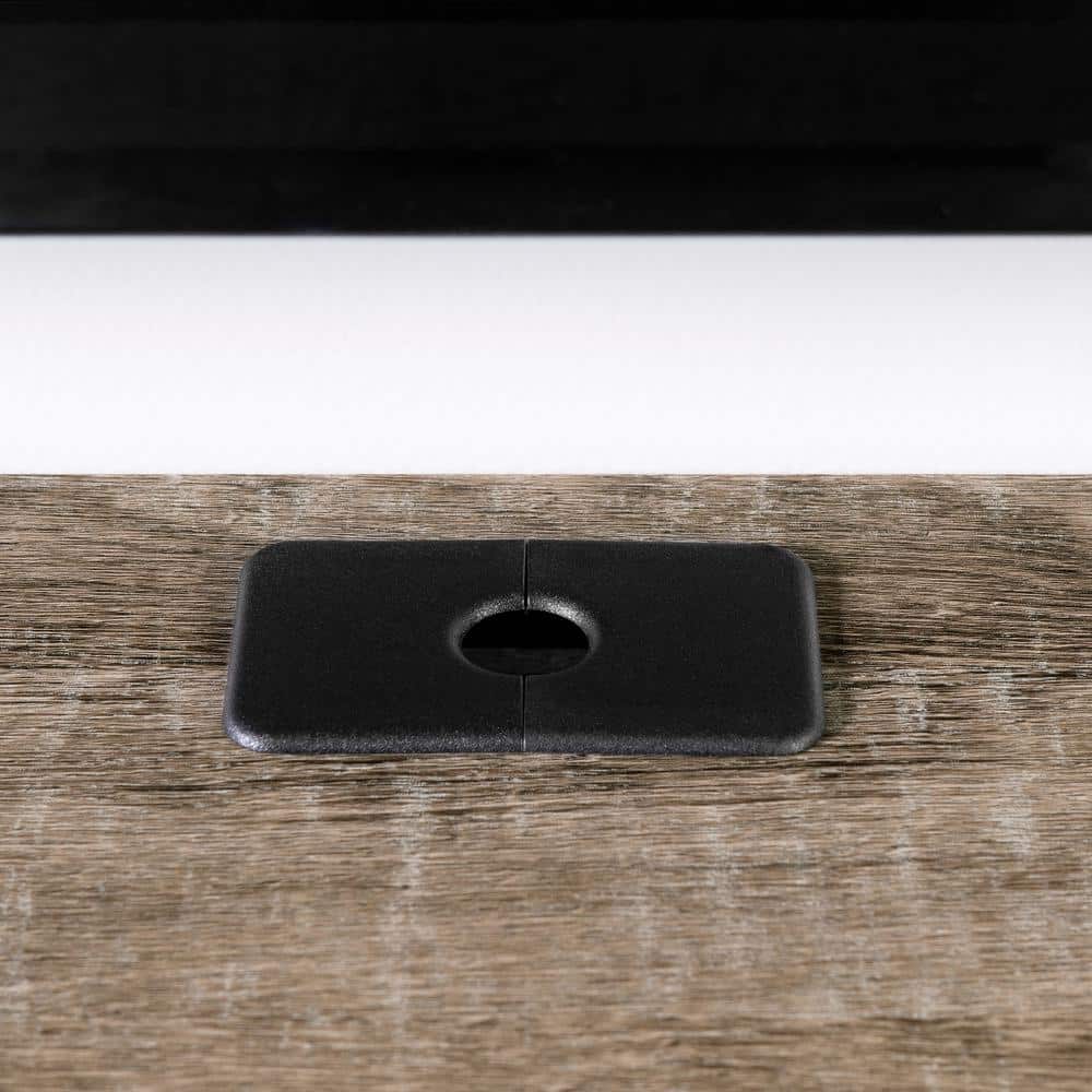Weathered Oak Wall Mounted TV Stand with Cabinet