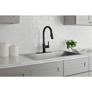 Paulina Single-Handle Pull-Down Sprayer Kitchen Faucet with TurboSpray, FastMount, Soap Dispenser in Matte Black