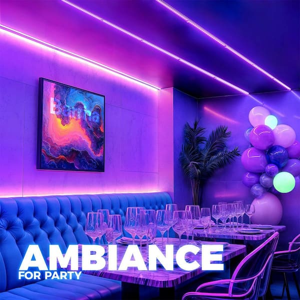 46 in. Black Finish LED Blacklight Bar Fixture with On/Off Switch for Parties and Decorations (4-Pack)