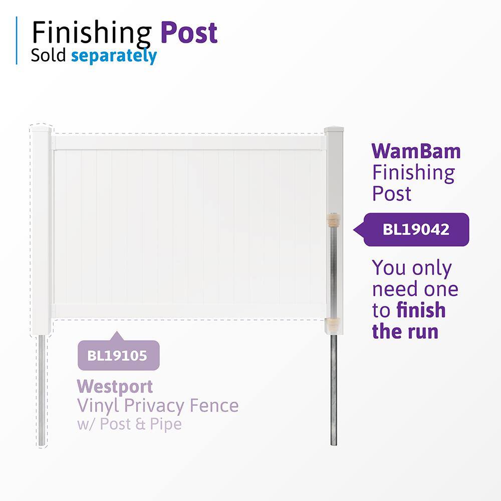 Westport White Vinyl 4 ft x 6 ft Privacy Fence Panel Kit