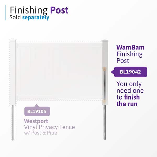 WamBam Fence 4 ft. x 6 ft. No Dig Westport White Vinyl Privacy Fence Panel with Post