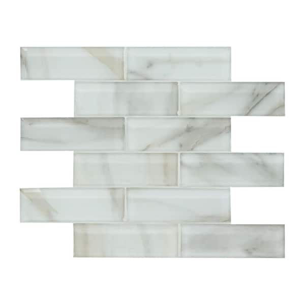 MSI Ivory Amber Beveled Subway 12 in. x 12 in. x 0.31 in. Glass Mesh-Mounted Mosaic Wall Tile (0.97 sq. ft./Each)