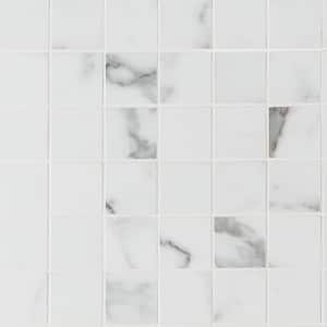 Saroshi Statuario Valley 11.81 in. x 11.81 in. Matte Porcelain Floor and Wall Mosaic Tile (0.96 sq. ft./Each)
