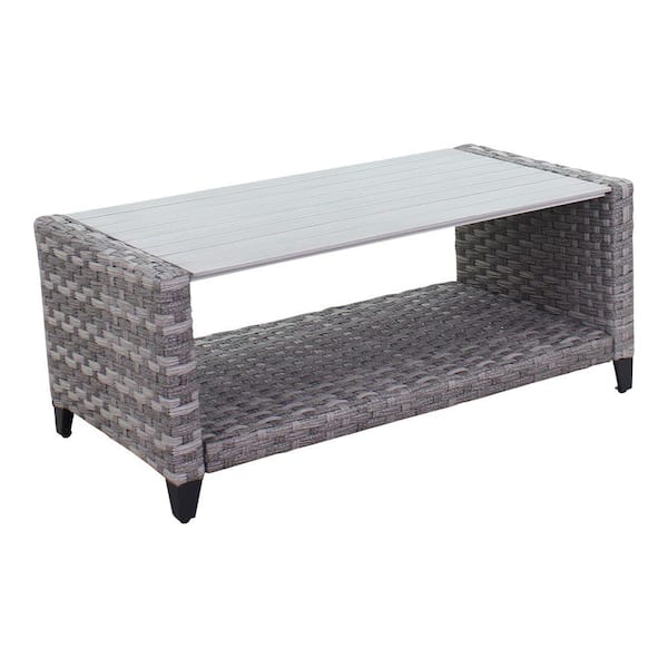 Courtyard Casual Costa Mesa 40 in. Rectangular Coffee Table with Aluminum Top in Gray Mix