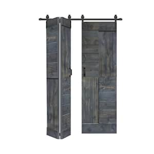 Style 48 in. x 80 in. (12 in. x 80 in. x 4 Panels)Carbon Gray Solid Wood Bi-Fold Door with Hardware Kit -Assembly Needed