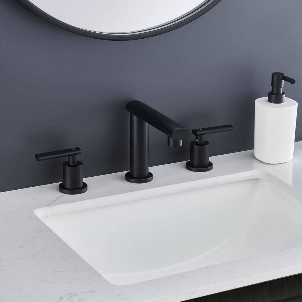 Staykiwi 8 in. Widespread Double Handle Bathroom Faucet in Matte Black SKDRBF13-MB - The Home Depot