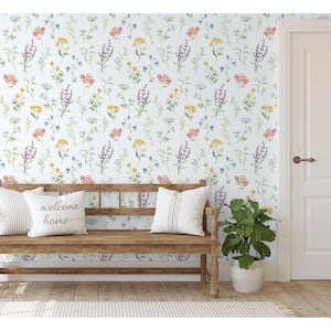 Spring Blossom Collection Botanical Floral Mix Multi-Colored Matte Finish Non-Pasted Non-Woven Paper Wallpaper Roll