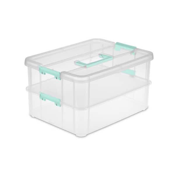 Convenient Home 2-Tiered Layer Stack Carry Storage Box, Clear (4 Pack)