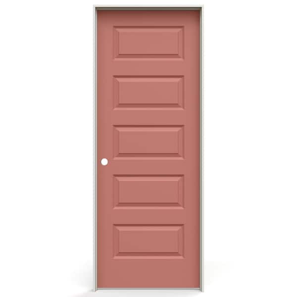 30 in. x 80 in. Rockport 5 Panel Right-Handed Solid Core Sunset Quartz Molded Composite Single Prehung Interior Door