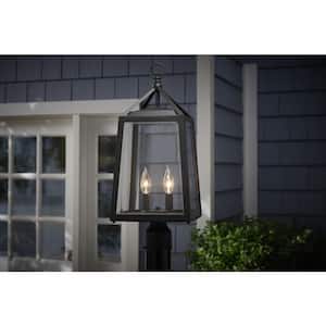 Blakeley Transitional 2-Light Black Outdoor Lamp Post Light Fixture with Clear Beveled Glass
