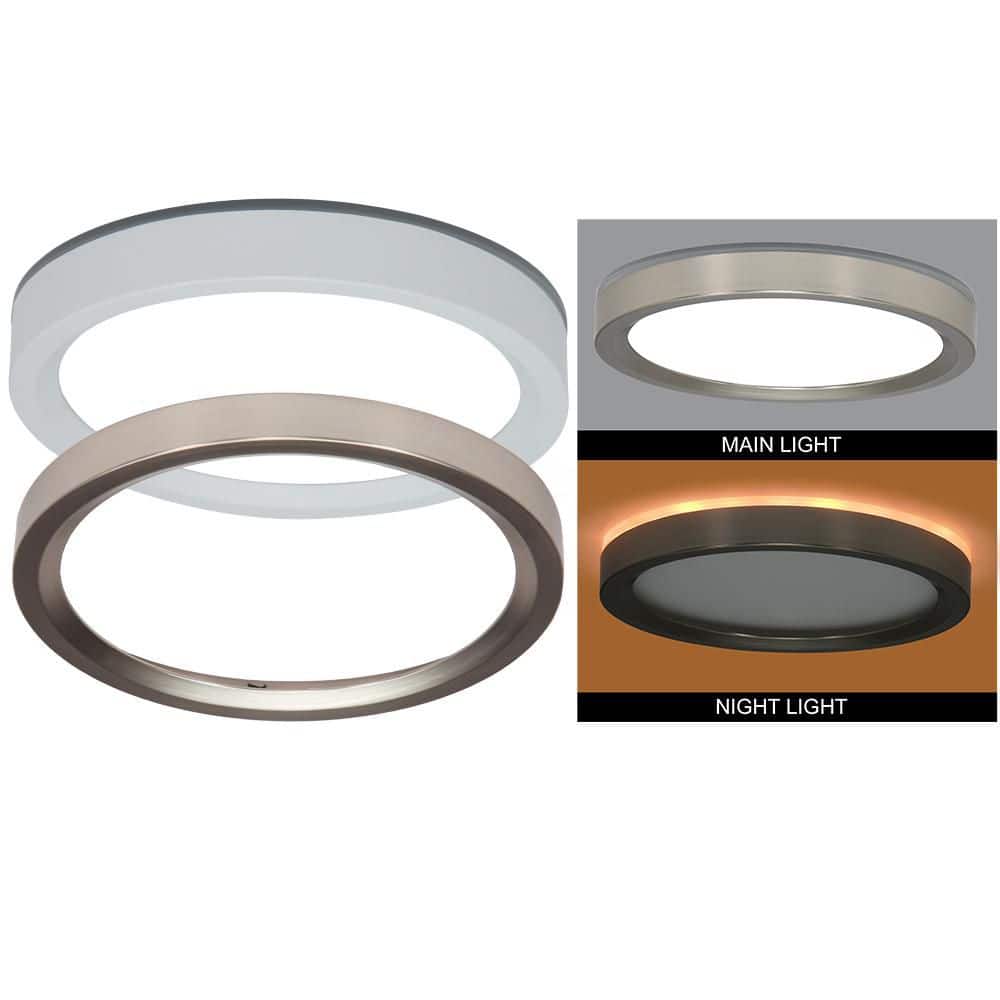7.5 in. 2700K-5000K White and Brushed Nickel Trims LED Flush Mount Ceiling Light 840 Lumens 12-Watt Night Light Mode price history on PriceWatchPro